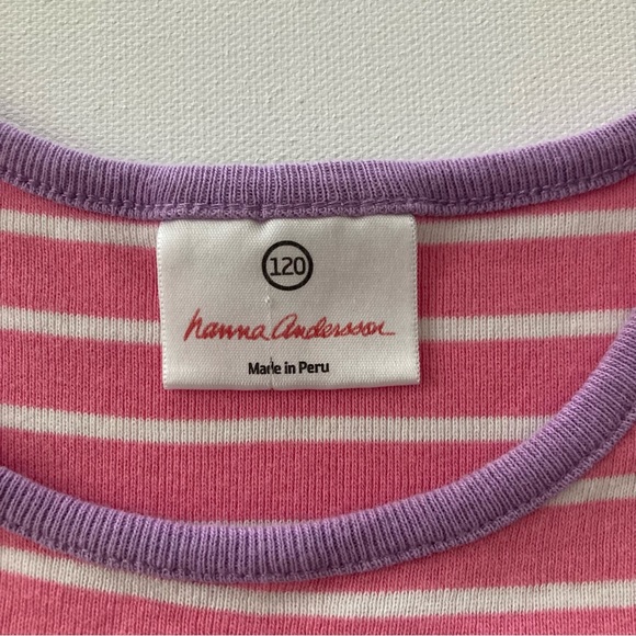 Hanna Andersson 120 Girls 6-7 Pink Stripe Dress Spring Summer - Picture 4 of 4